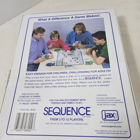 Jax Sequence - Original Sequence Game with Folding Board, Cards and Chips by Jax - Picture 2 of 4